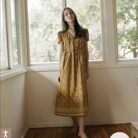 Christy Dawn Wrap Goldenrod Dawn Prairie Cottage Midi Maxi Dress XS - Picture 1 of 9